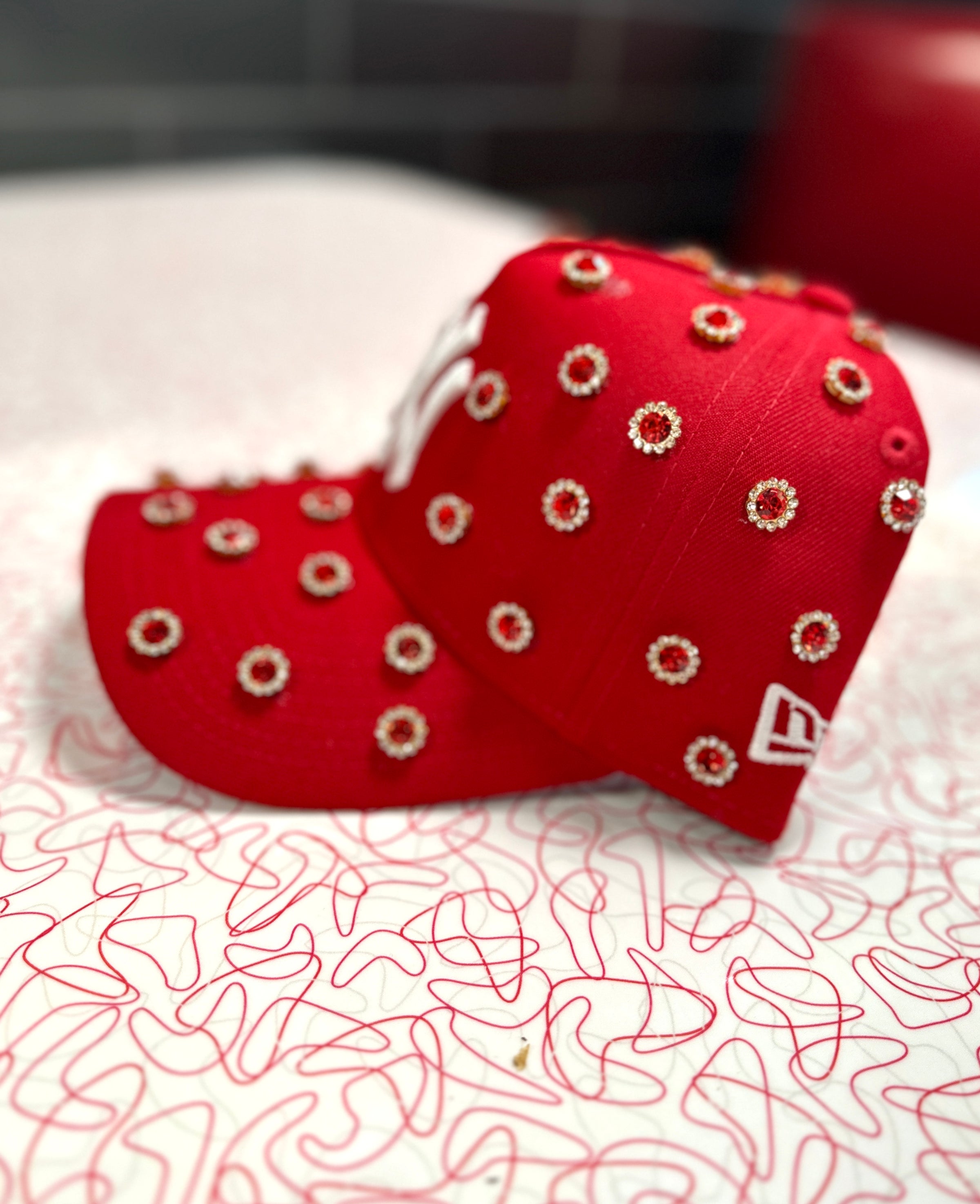 Trendy Apparel Shop Bling Stone Studded Baseball Cap - Structured Mid-Profile Hat With Bedazzled Bill